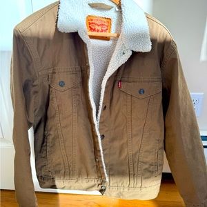 Levi’s Brown Tan Canvas Sherpa Trucker Jacket, Men's Medium